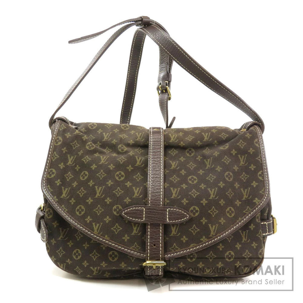 Louis Vuitton Saumur Monogram Lin Crossbody Bag Canvas Leather Black Brown